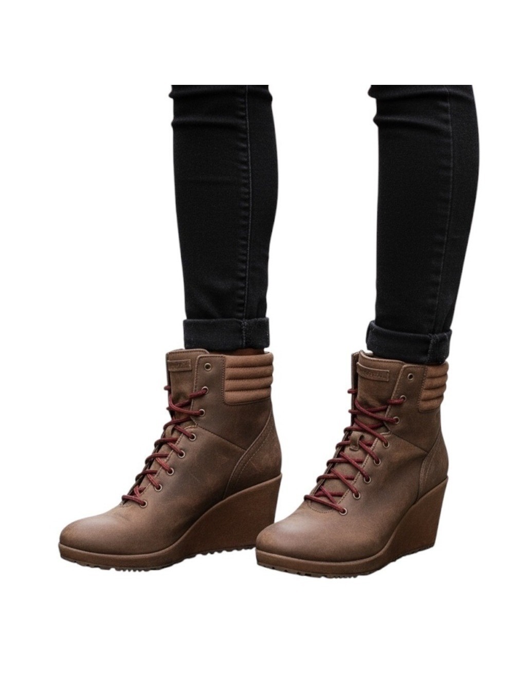 Merrell Tremblant Wedge Lace Boots Espresso Brown Leather Womens Size 8.5